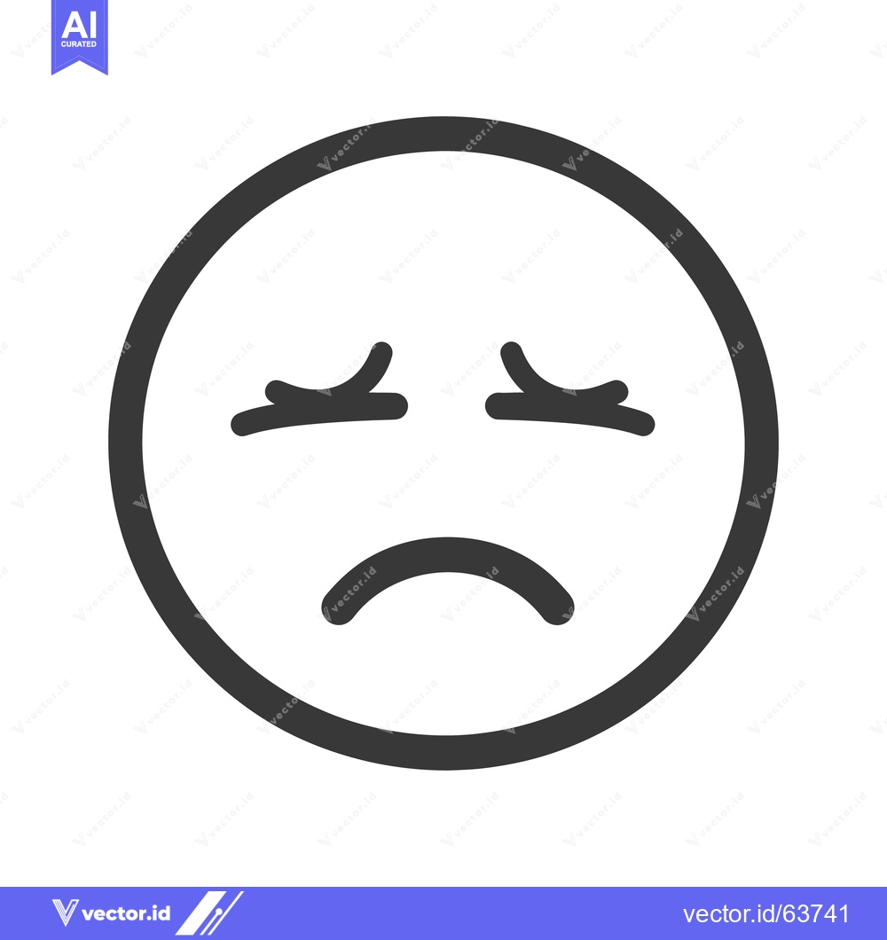 Premium Vector of A simple illustration of a sad face with closed eyes and frown