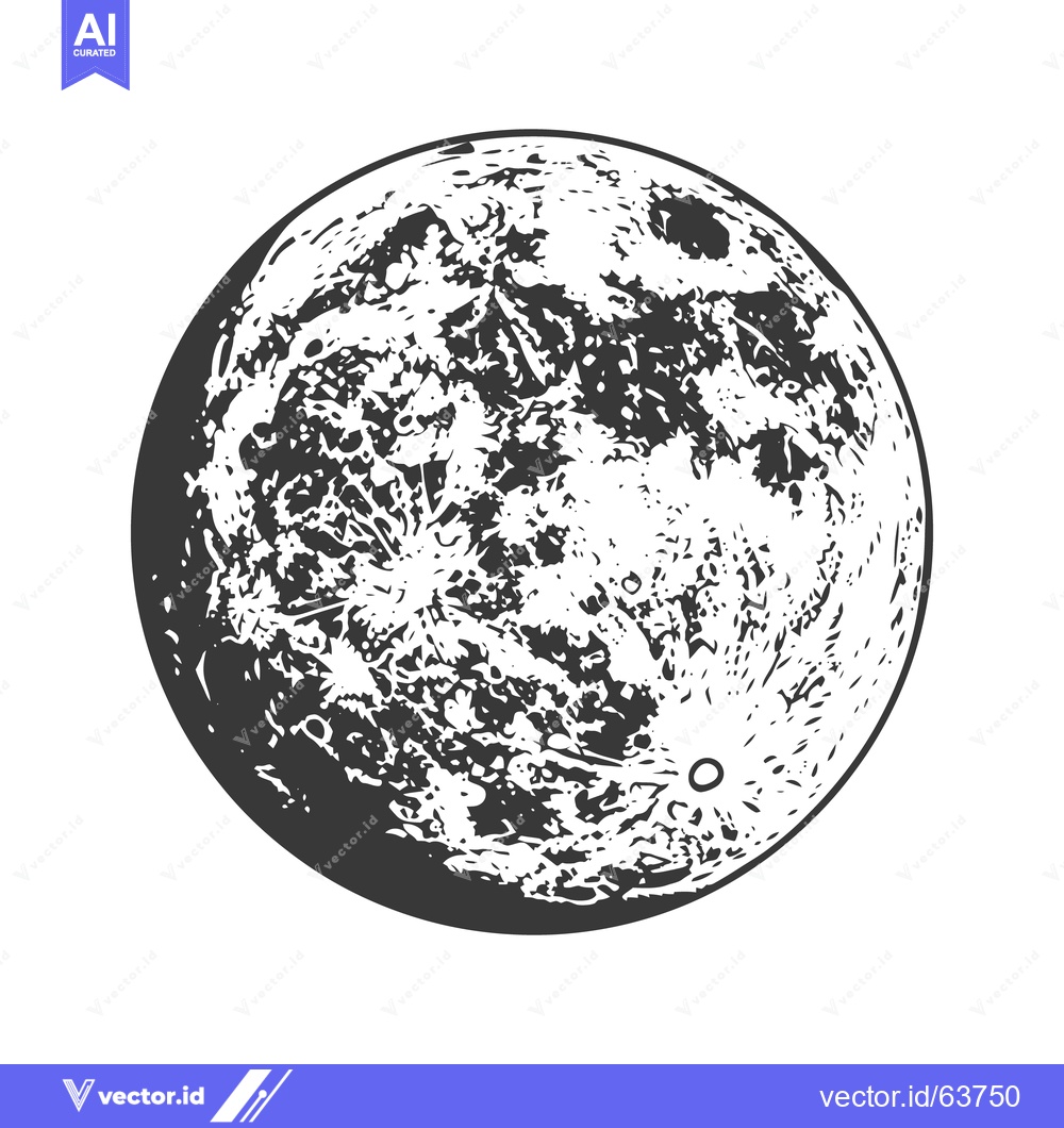 Premium Vector of A black and white illustration depicting the surface of the moon