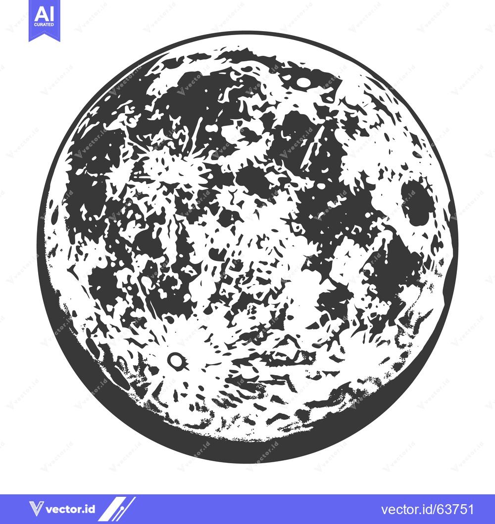 Premium Vector dari A detailed graphic of a lunar surface in grayscale color