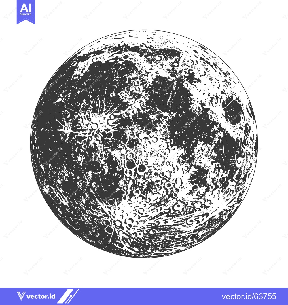 Premium Vector dari A detailed black and white illustration of the lunar surface