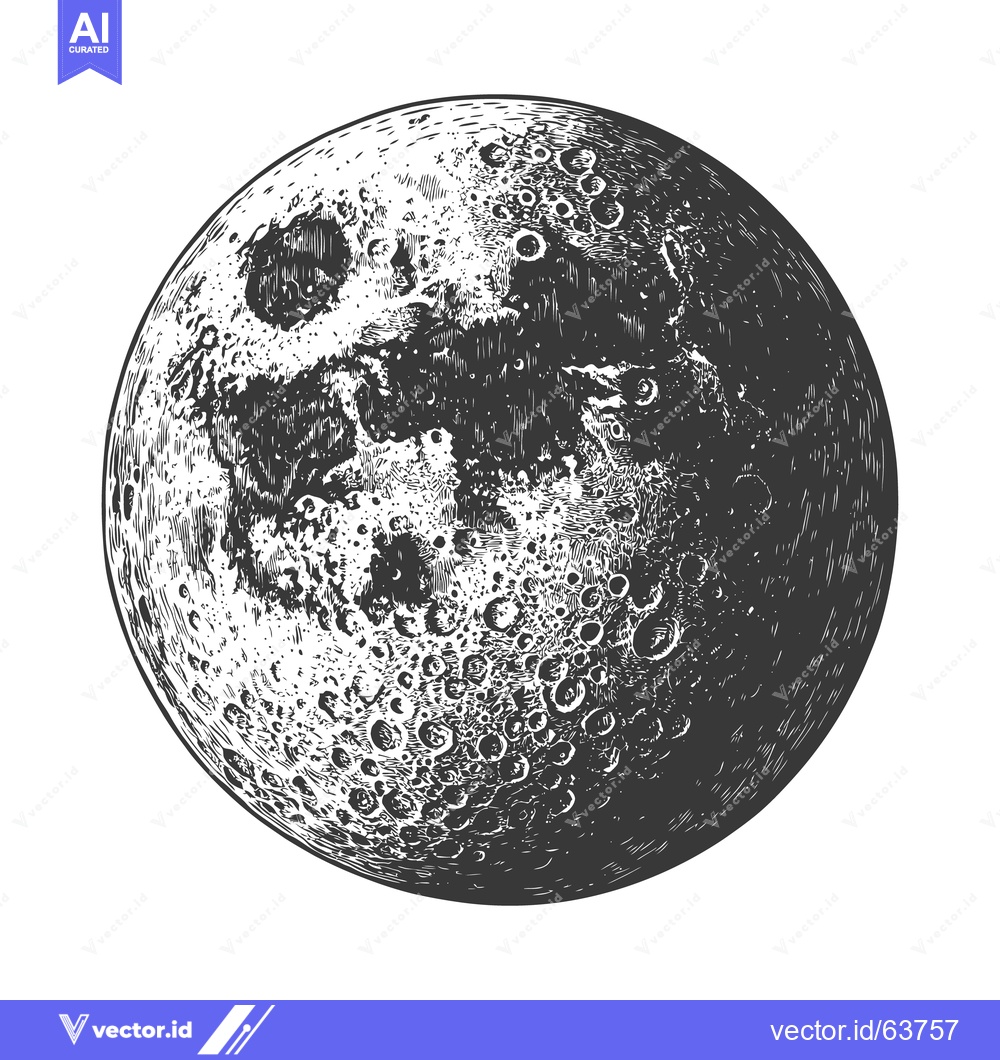 Premium Vector dari A detailed monochrome illustration of a planetary body in space
