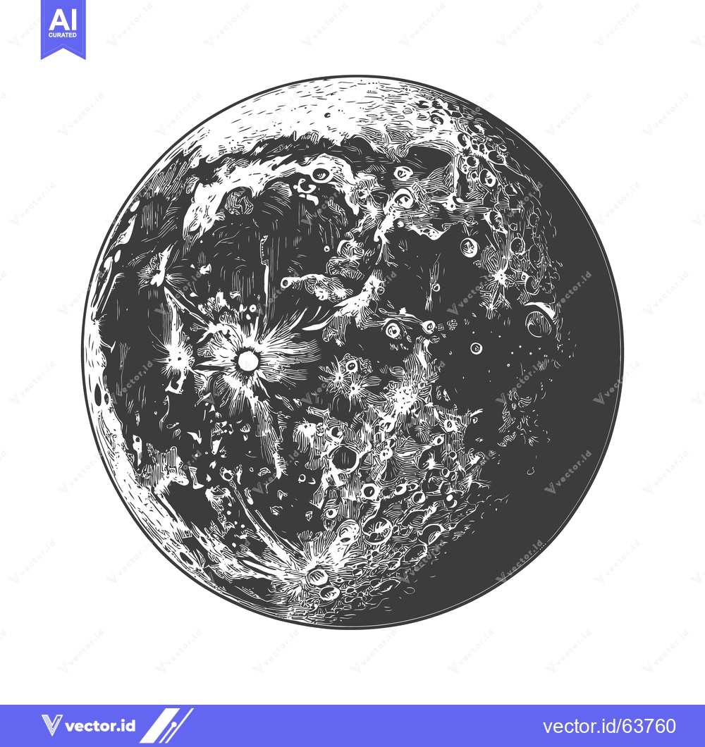 Premium Vector of A detailed illustration depicting the surface of the moon