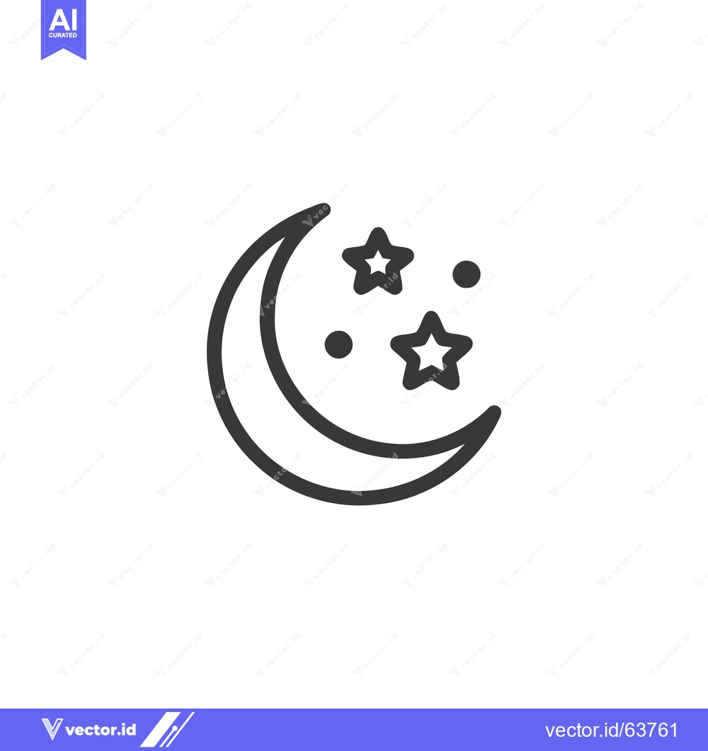 Premium Vector dari Crescent Moon and Stars Icon: Minimalist Night Sky Symbol