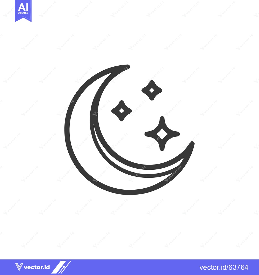 Premium Vector of Minimalist Crescent Moon and Stars Icon on White Background