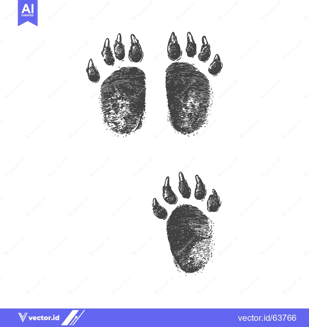 Premium Vector of Detailed illustration showcasing animal footprints with distinct claw