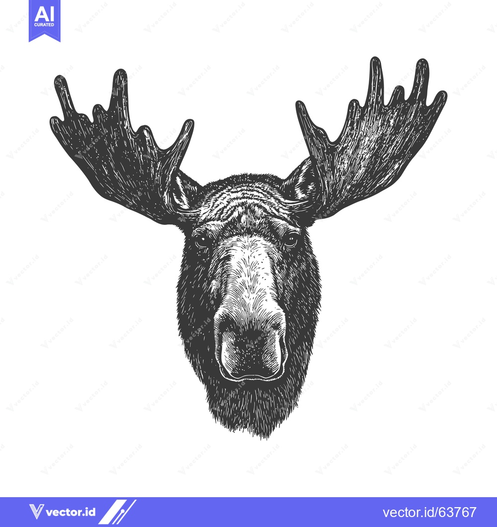Premium Vector dari Detailed illustration showcases the portrait of a majestic moose head