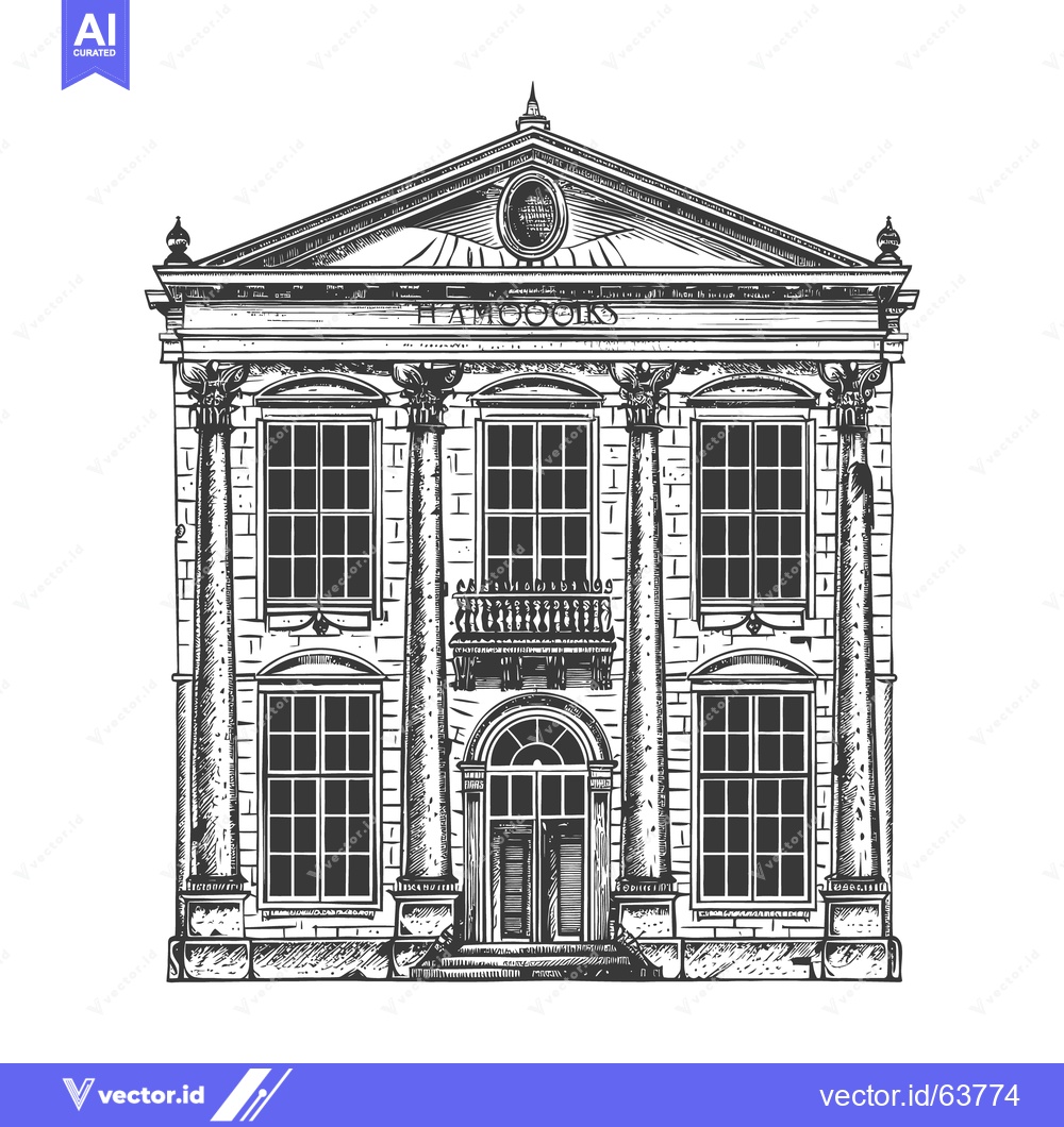 Premium Vector dari Architectural illustration depicts a classical style building with det