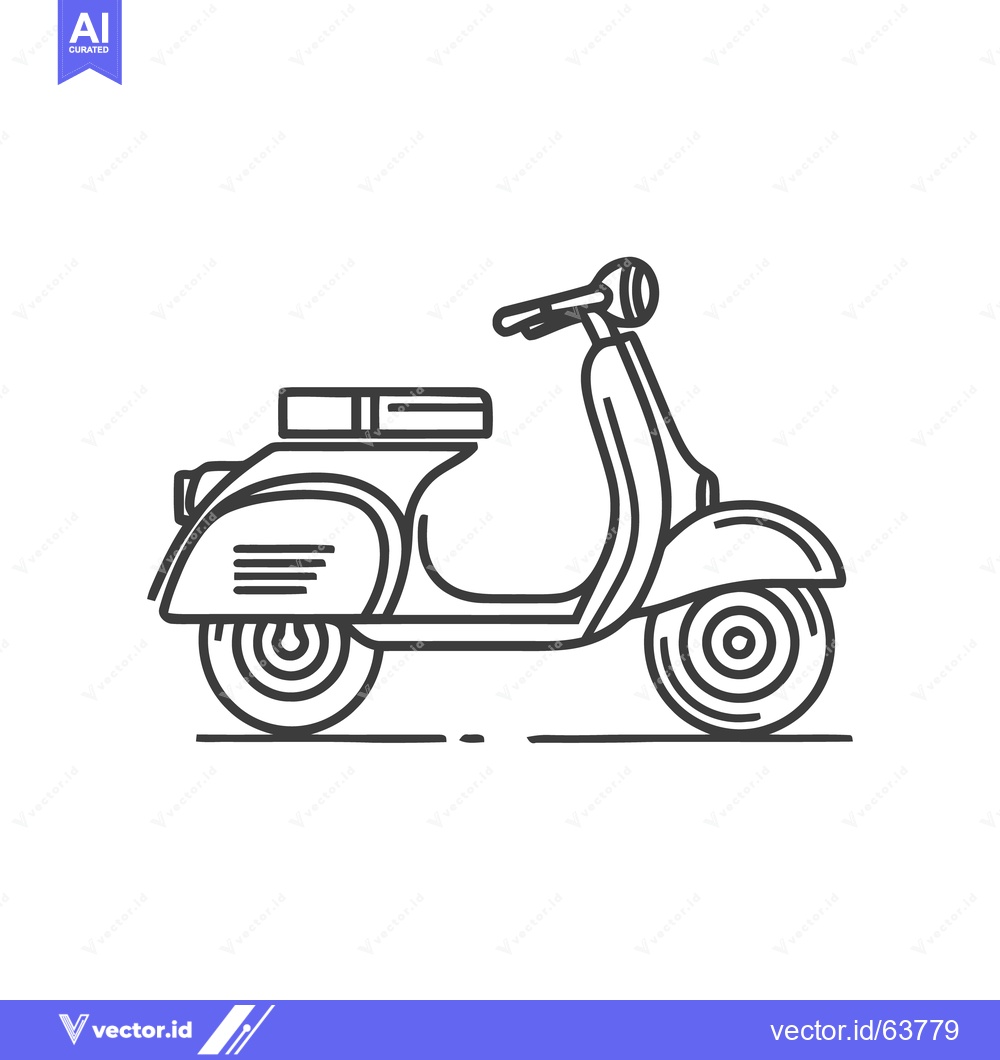 Premium Vector dari Minimalist Vespa Scooter Line Art Illustration on White Background