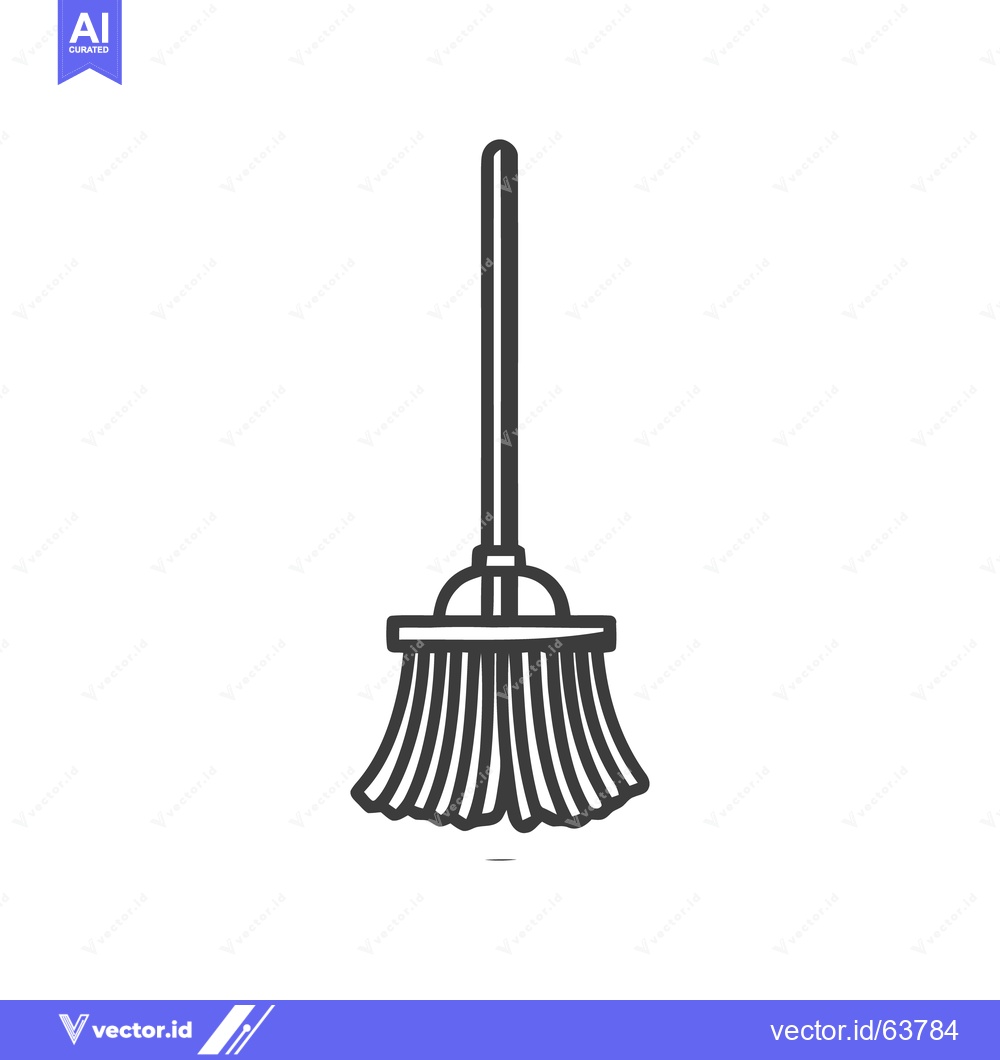 Premium Vector dari Minimalist Broom Icon: Simple Cleaning Tool Illustration on White Back