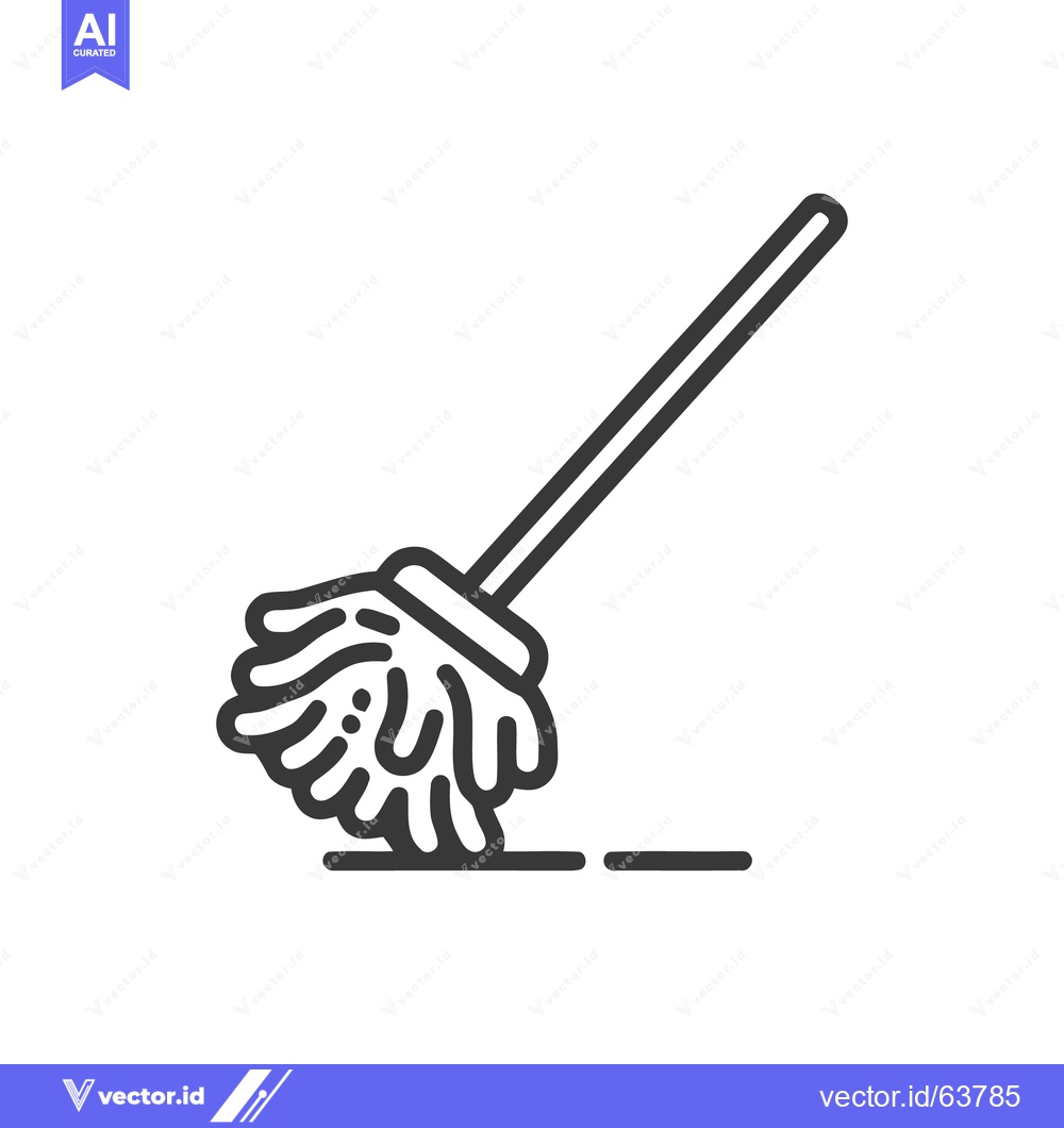 Premium Vector of Minimalist Mop Icon: Cleaning Tool Symbol in Bold Outline Style