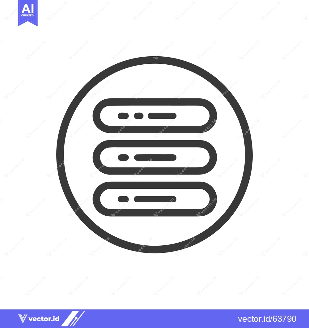 Premium Vector of Hamburger Menu Icon in Circle, Minimalist Design, Dark Gray on White B