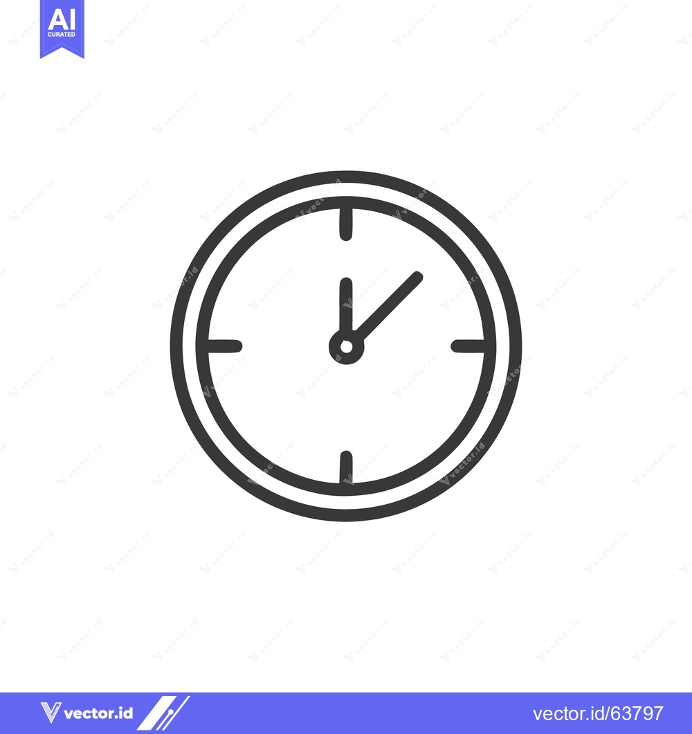 Premium Vector dari Minimalist Clock Icon: Double-Lined Circle with Hour and Minute Hands
