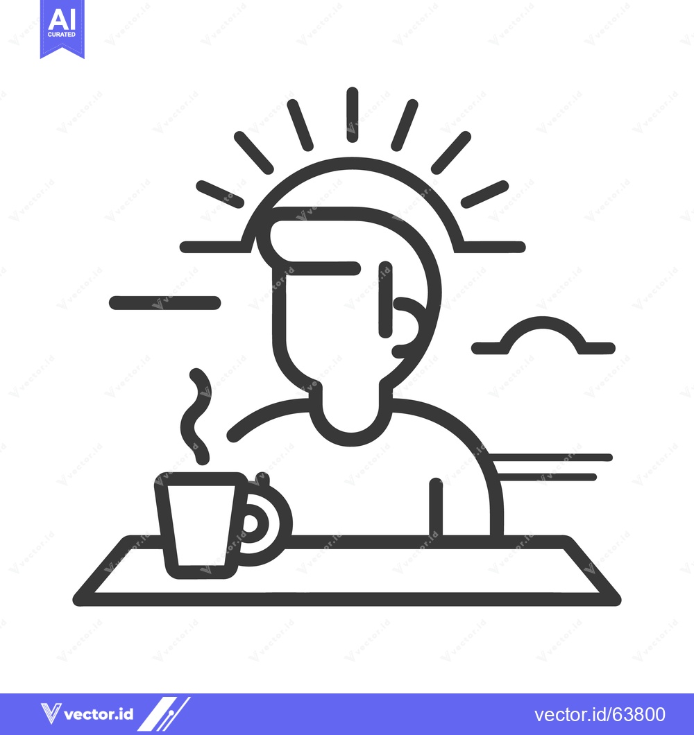 Premium Vector dari An illustration of a person enjoying coffee at sunrise