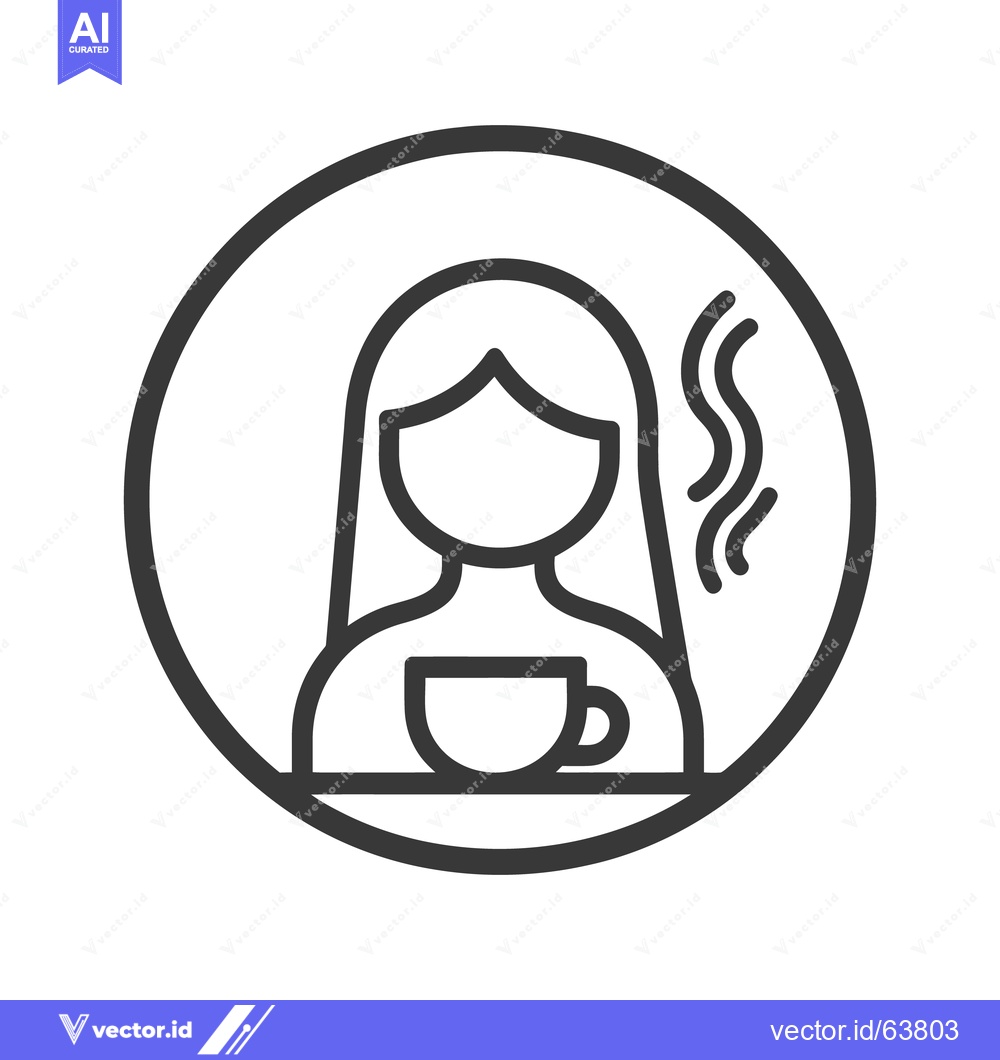 Premium Vector dari A woman is holding a steaming cup of beverage inside a circle