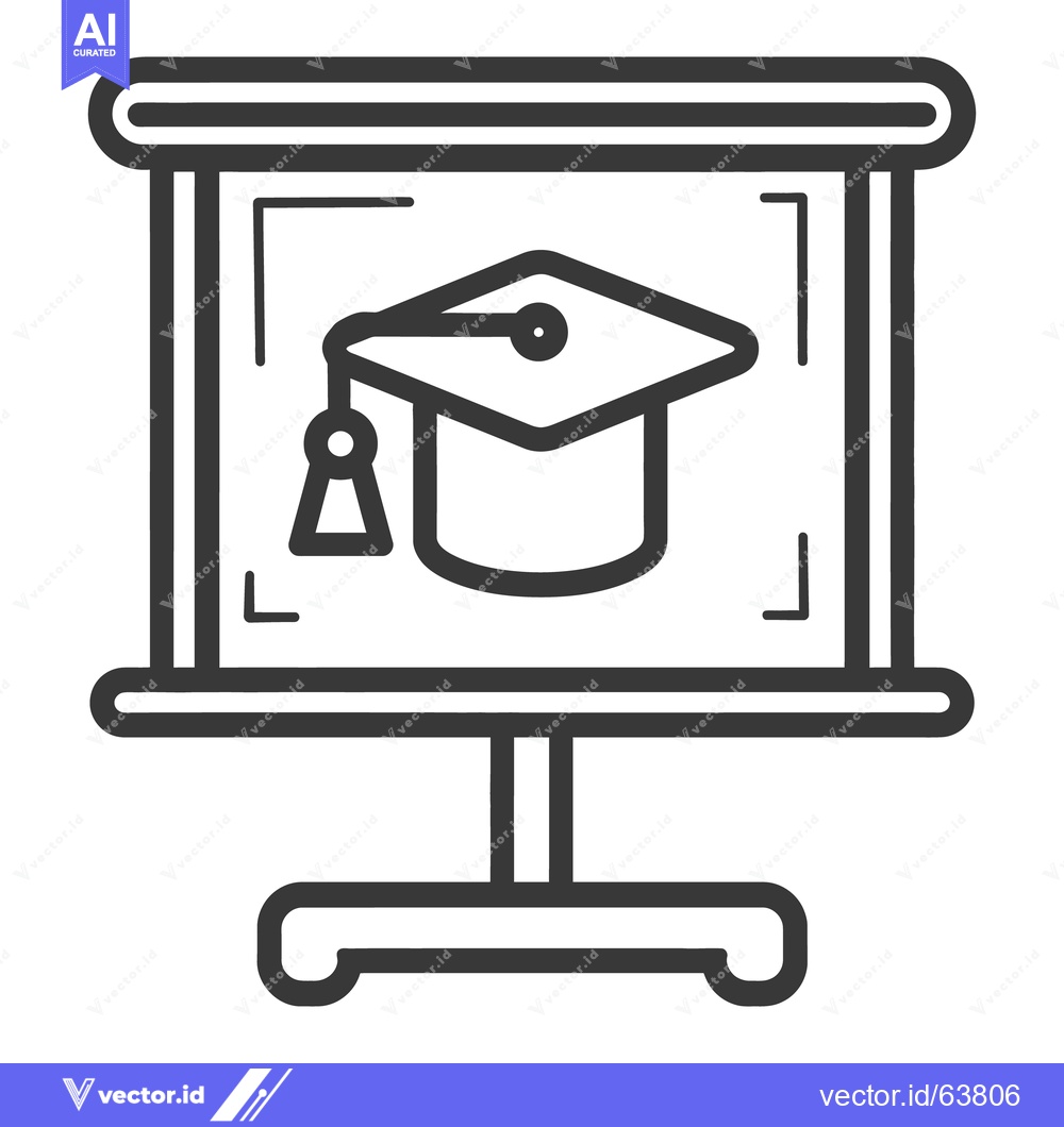 Premium Vector dari A Presentation Board Displays A Graduation Cap Icon Symbol