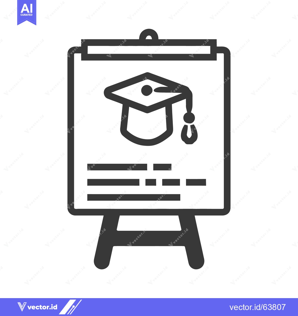 Premium Vector dari An easel displaying an academic certificate with a graduation cap icon