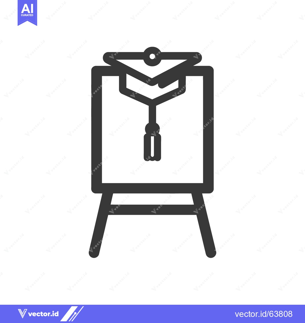 Premium Vector dari An Easel Displaying a Graduation Cap and Tassel Icon