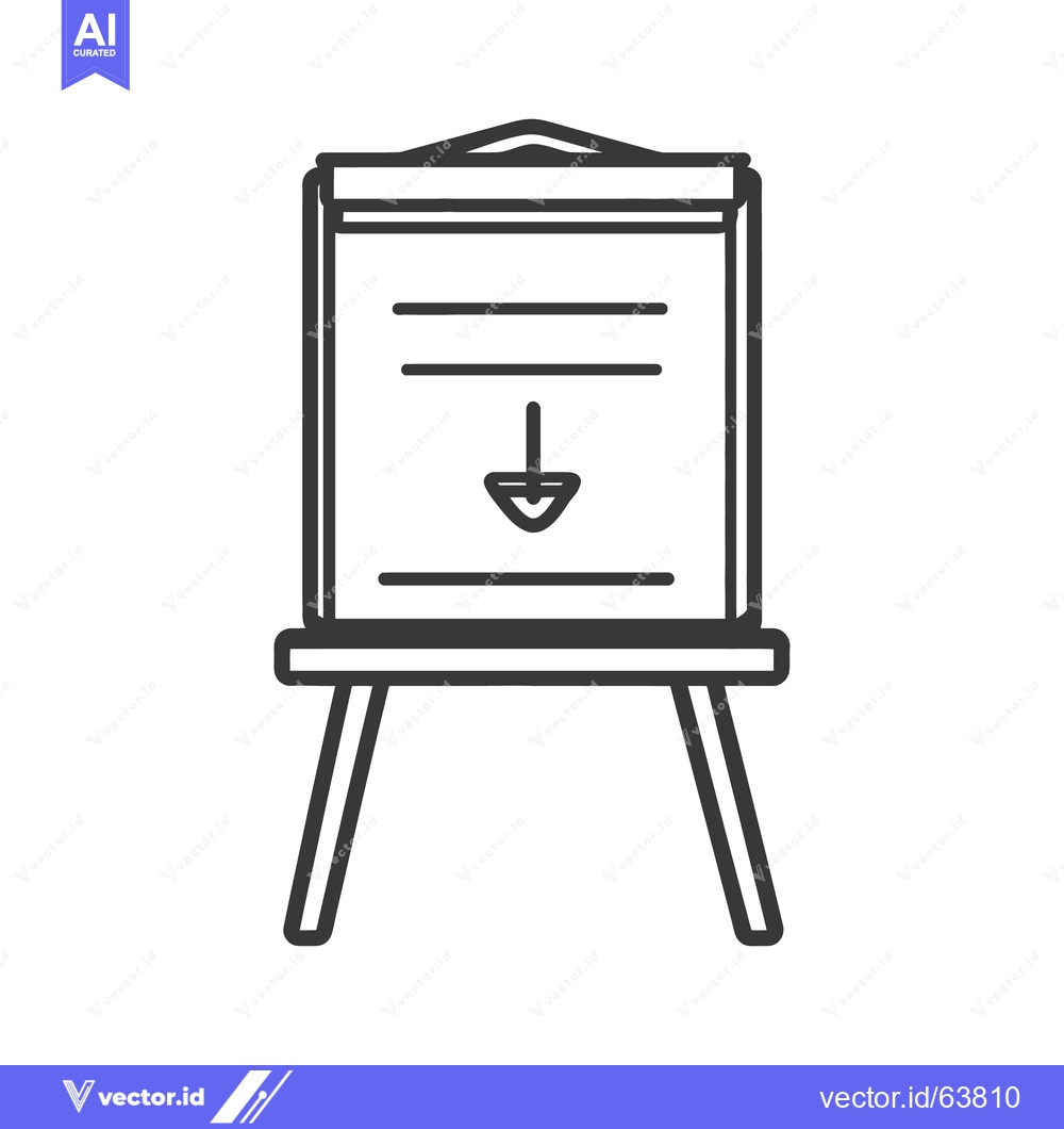 Premium Vector dari A blank presentation board featuring a downward pointing directional s