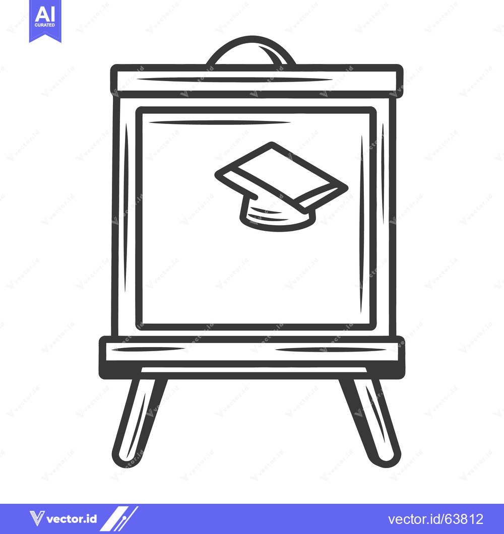 Premium Vector of An educational display easel featuring a graduation cap symbol