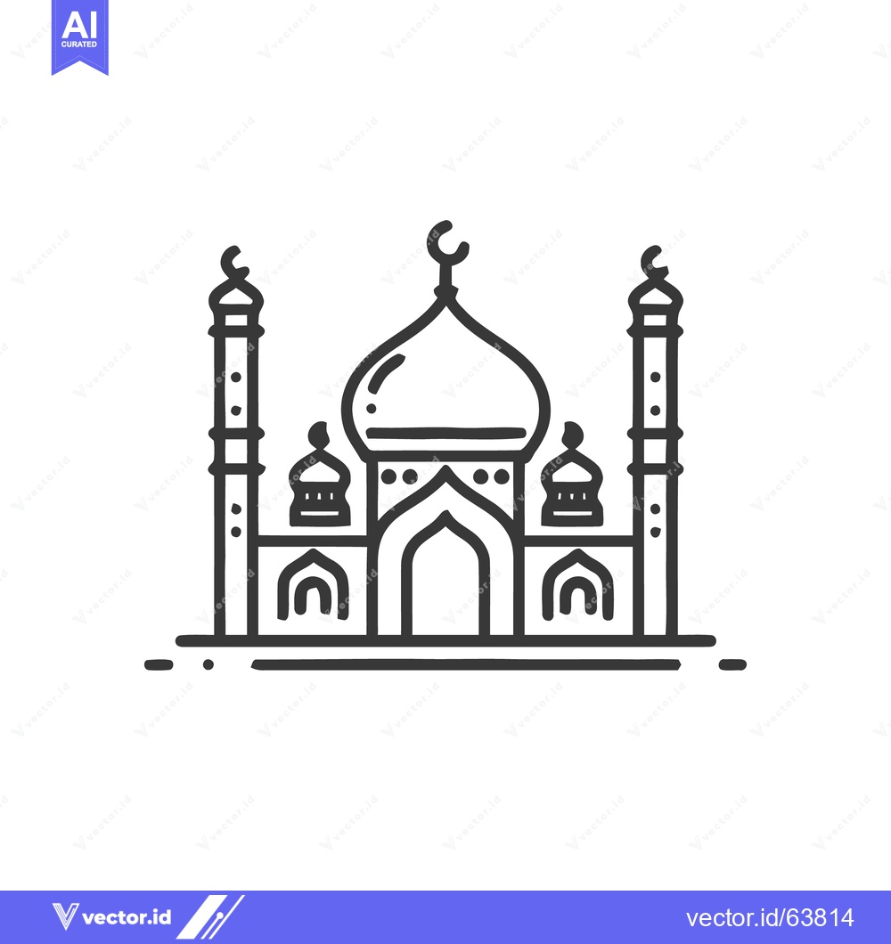 Premium Vector dari Minimalist Mosque Icon: Elegant Line Art Depicting Islamic Architectur
