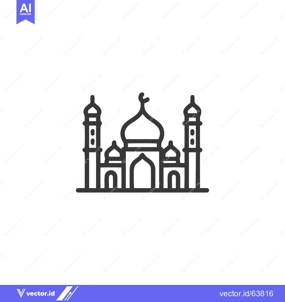 Premium Vector dari Minimalist Mosque Icon: Line Art Depicting Islamic Architecture and Fa