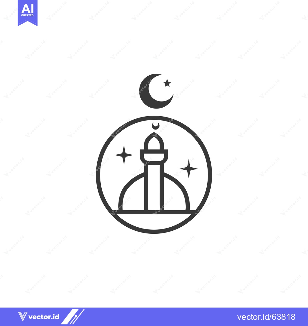 Premium Vector dari Mosque Icon with Crescent Moon and Stars