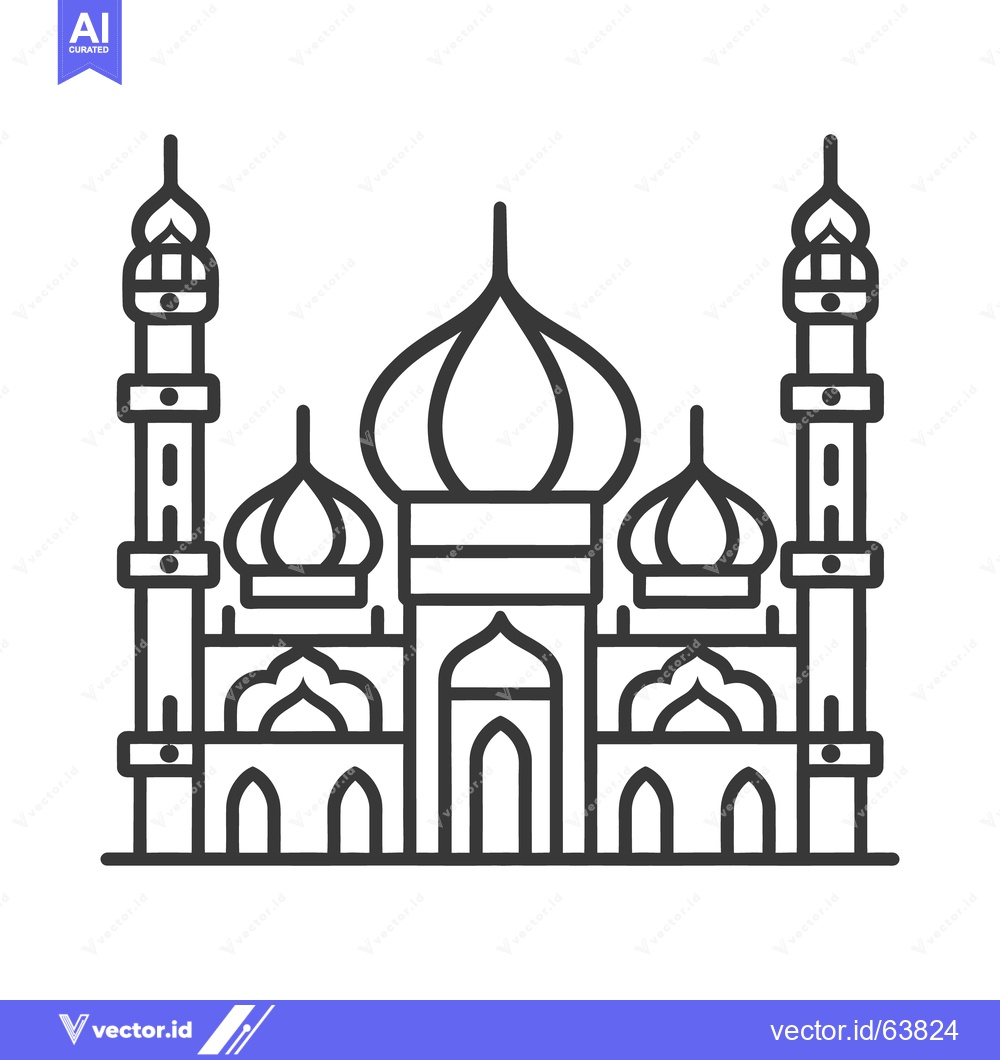 Premium Vector dari A symmetrical black line drawing depicts a religious building design