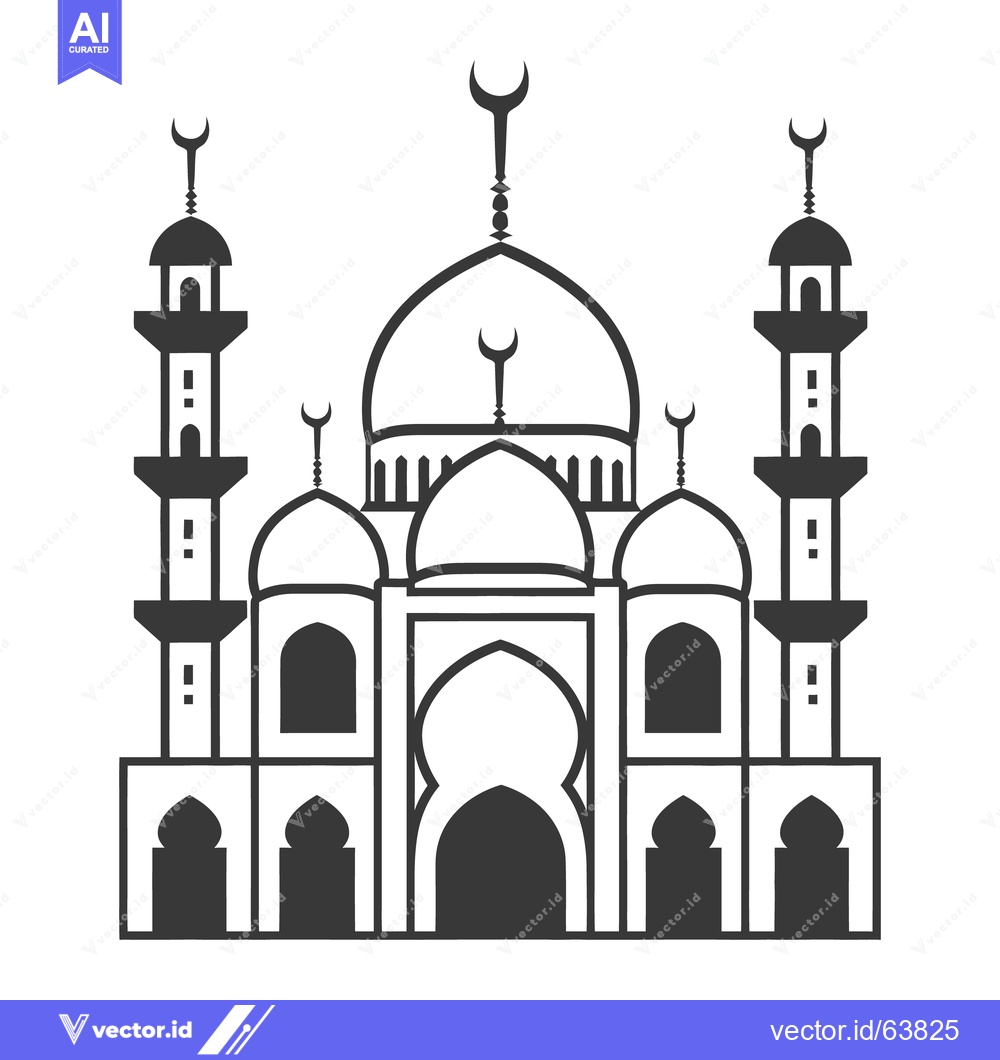 Premium Vector of Illustration of an Islamic mosque with domes and tall minarets