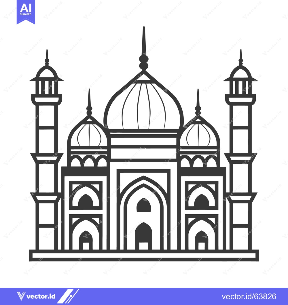 Premium Vector dari A black and white illustration of a grand mausoleum building