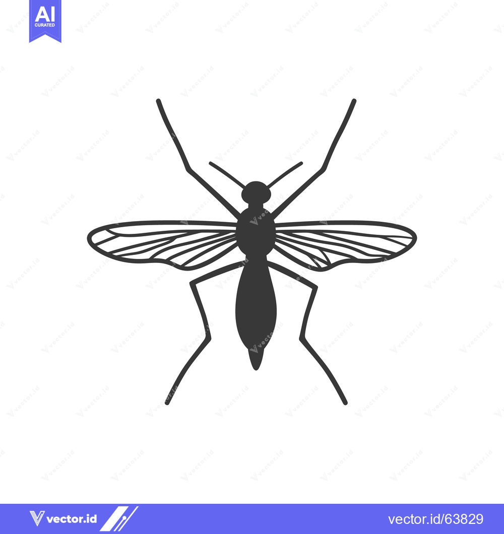Premium Vector of A black and white vector illustration of a mosquito insect