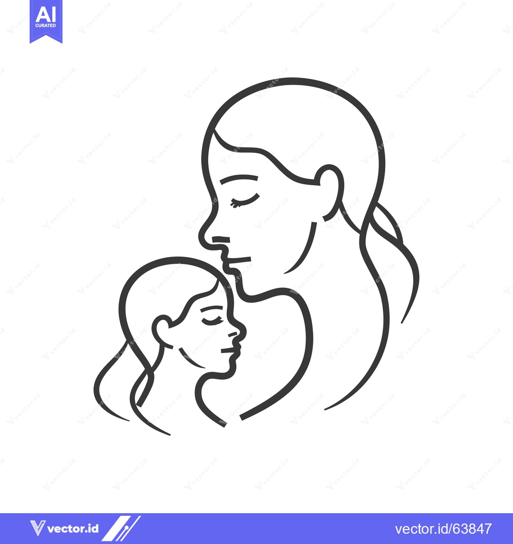 Premium Vector of Mother and Child Embracing in Line Art