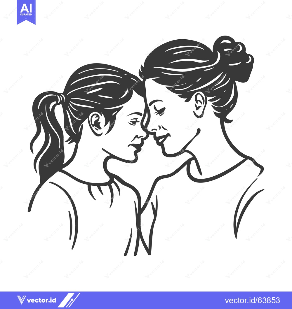 Premium Vector of A loving mother and daughter share a tender embrace