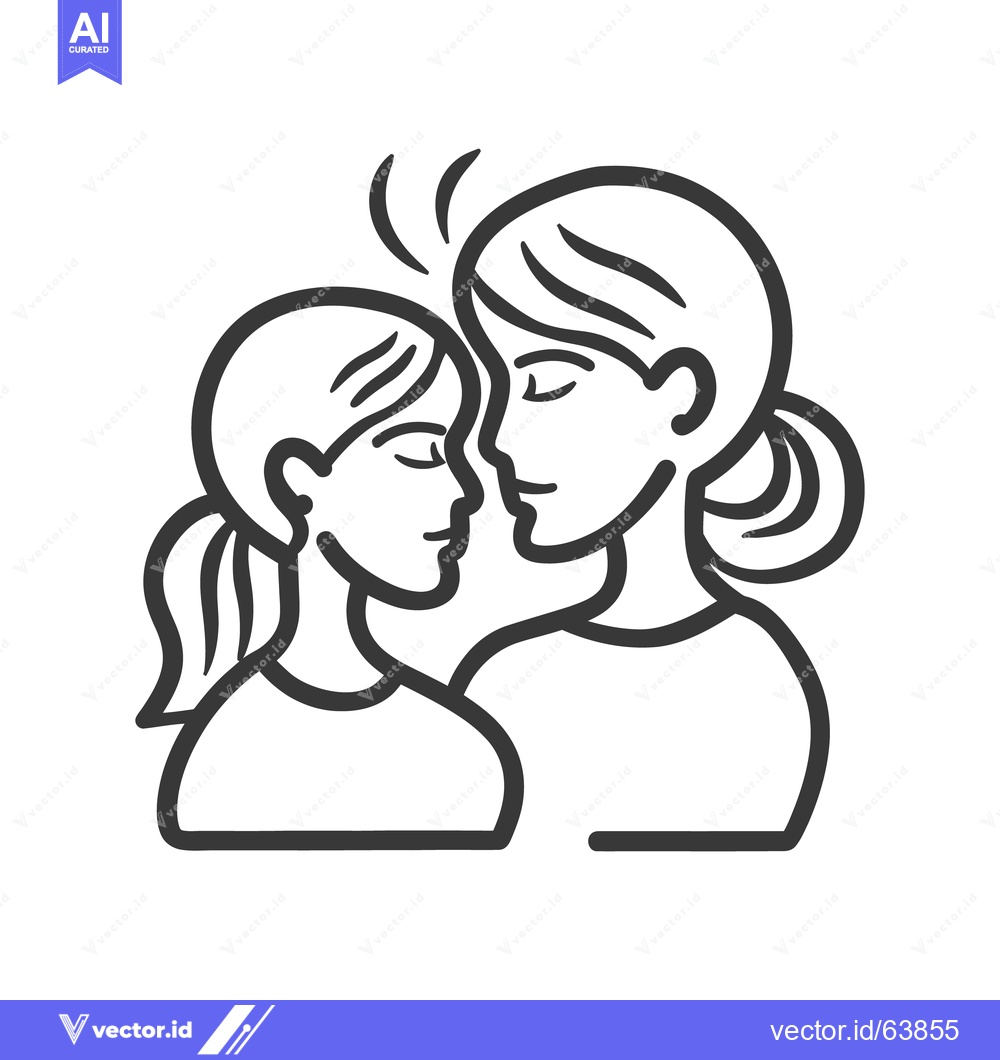 Premium Vector dari Two human figures in a line art depicting affectionate connection