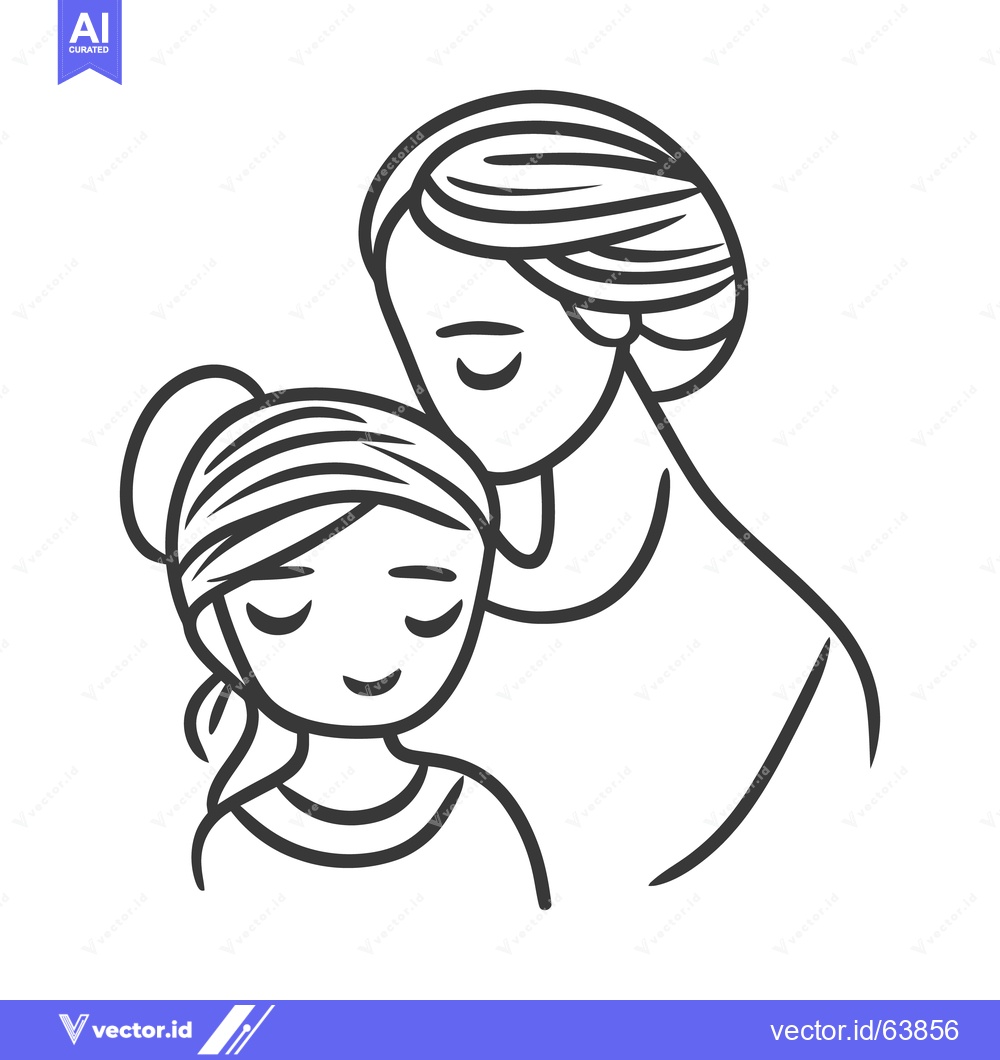 Premium Vector dari Two people embracing gently with eyes closed in a caring manner