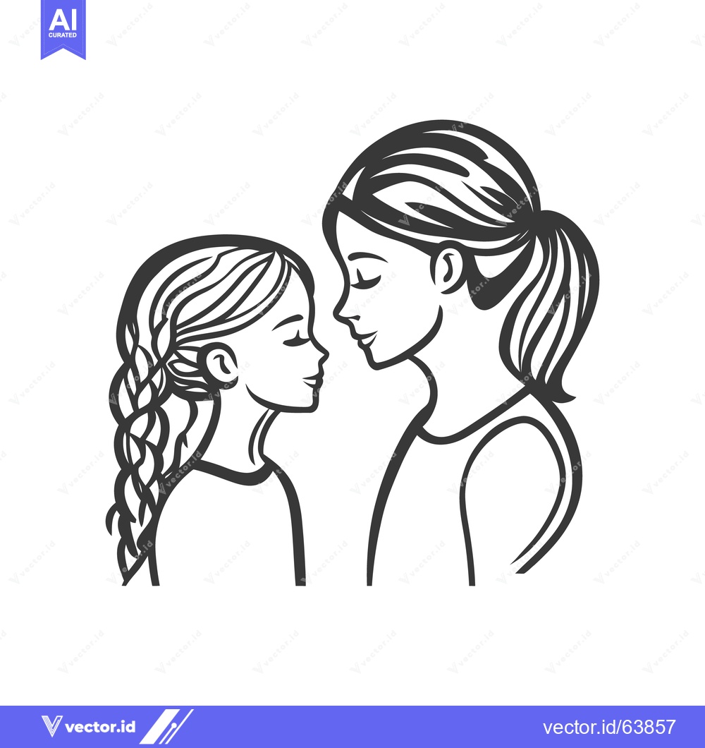 Premium Vector dari Two figures of a mother and daughter looking tenderly at each other
