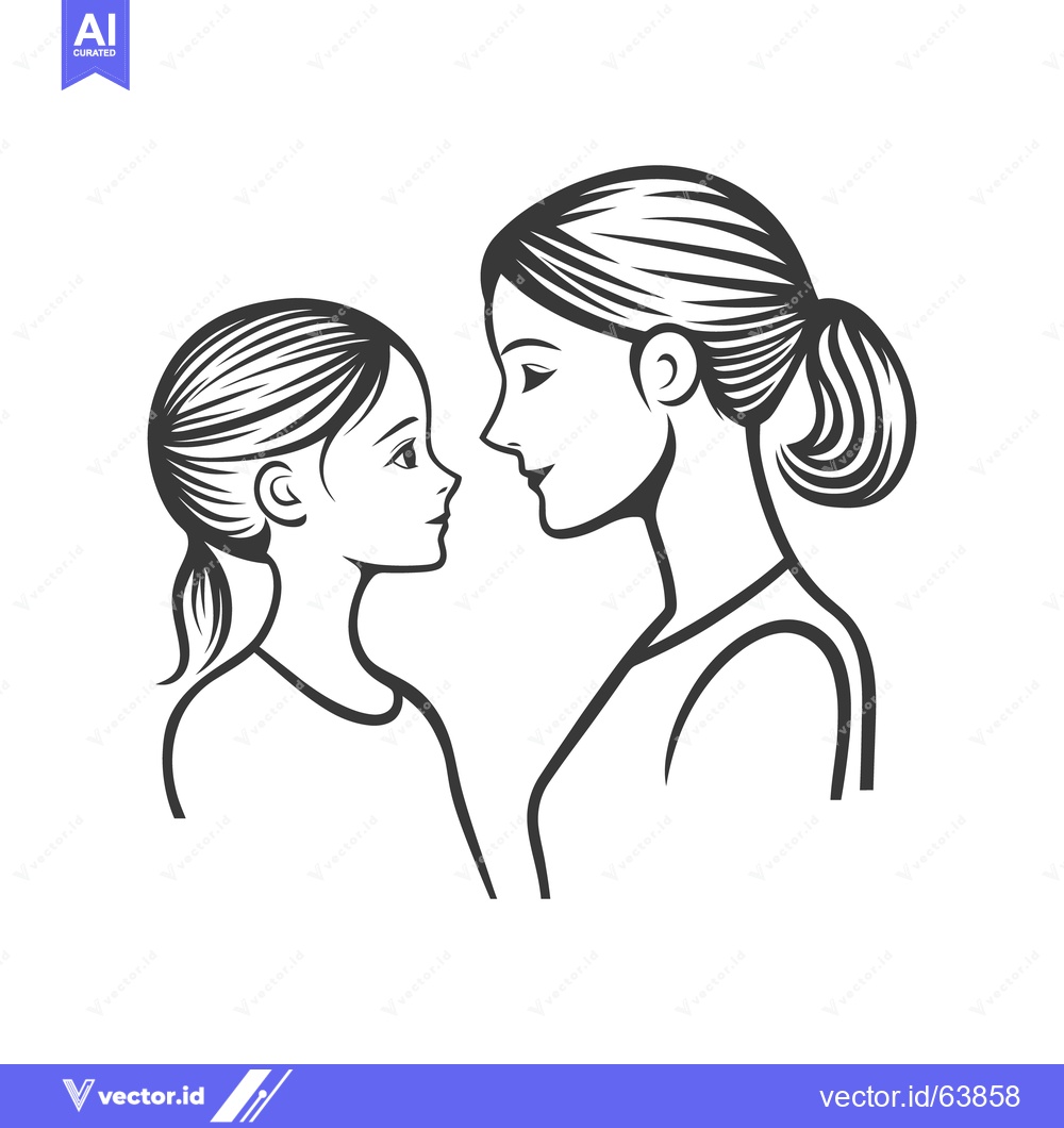 Premium Vector dari A mother and daughter are facing each other looking intently