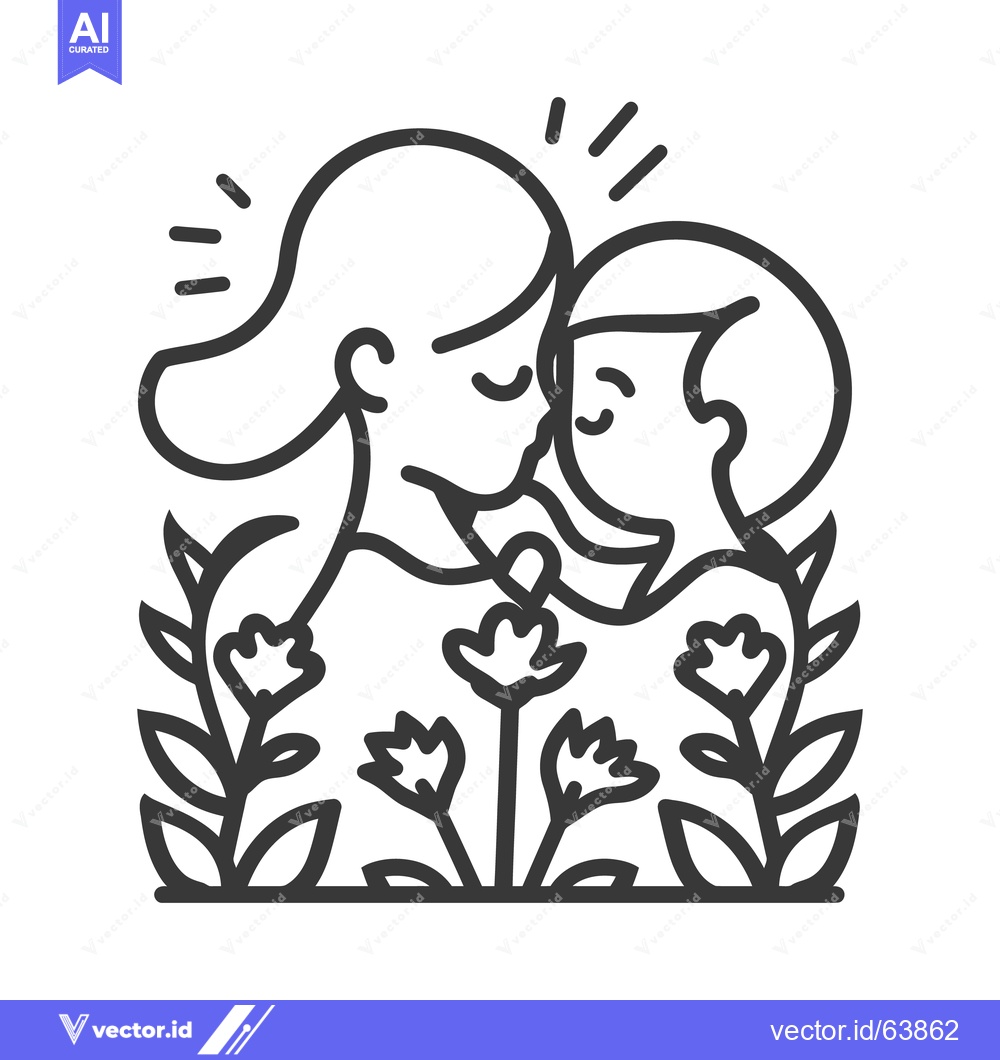 Premium Vector dari Loving mother and child embracing surrounded by blossoming flowers