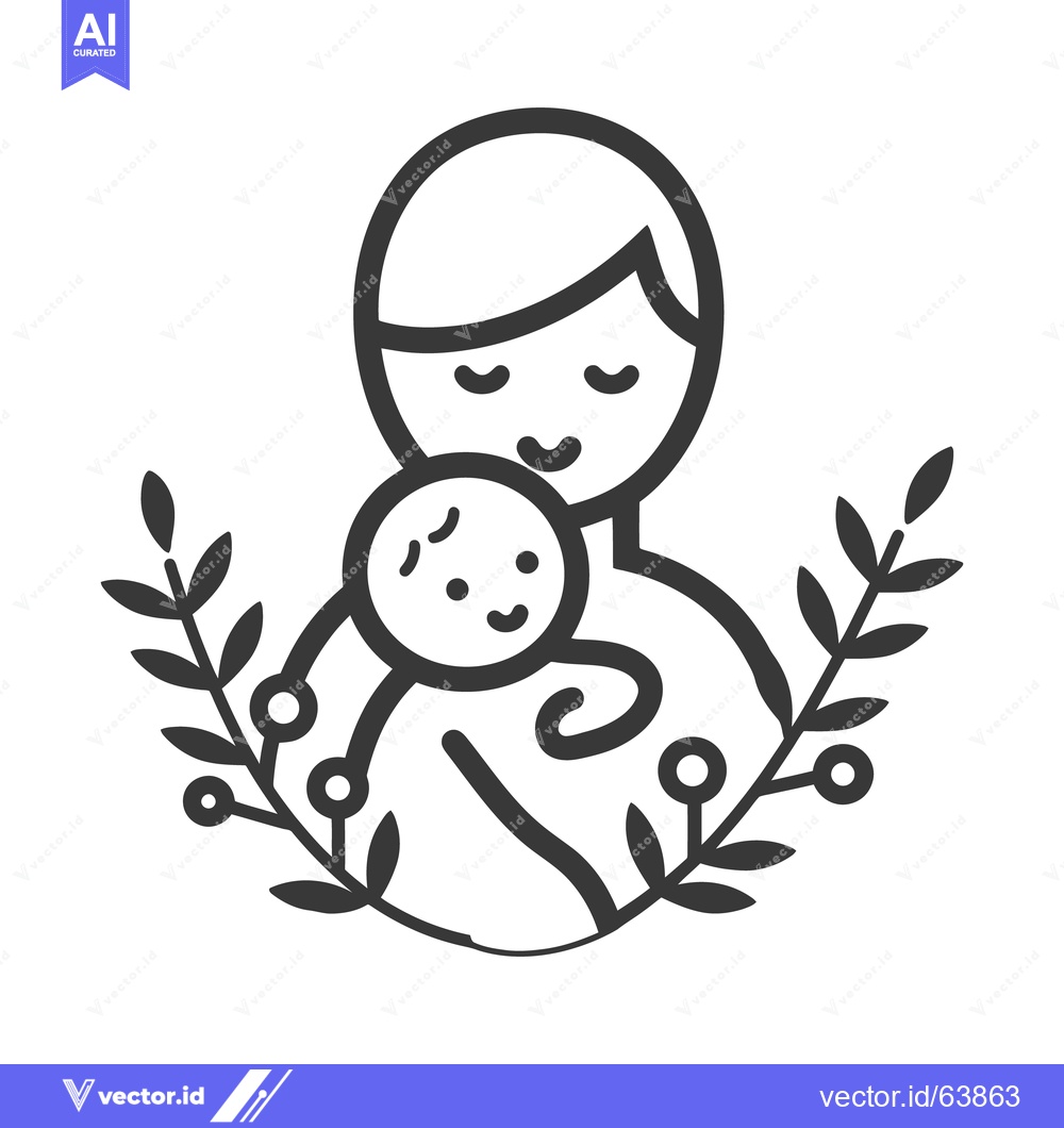 Premium Vector of A mother lovingly cradles a baby adorned with decorative floral elemen