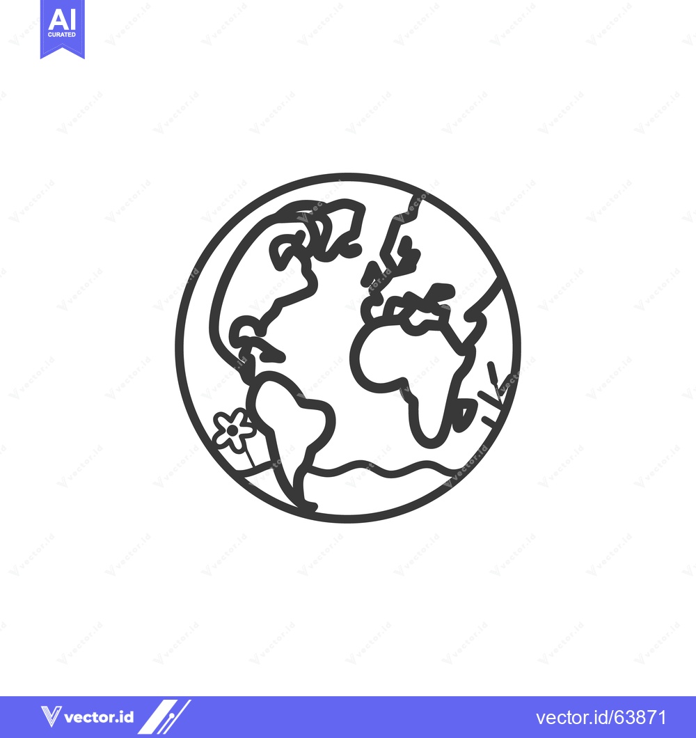 Premium Vector dari A Simple Line Drawing Illustrating Earth With Flowers