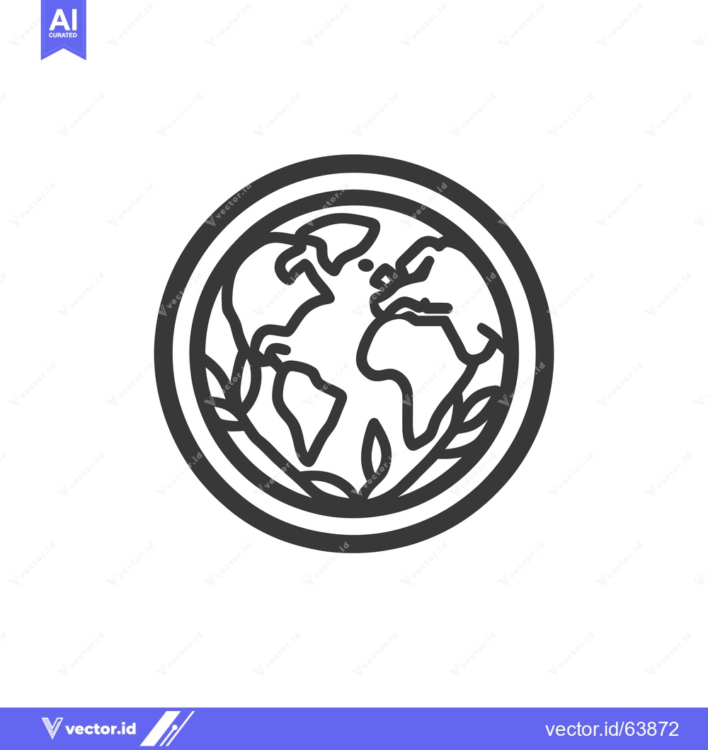 Premium Vector dari A stylized circular earth icon featuring laurel branches is shown