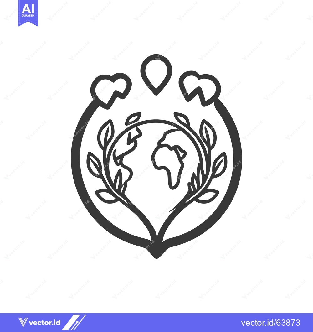 Premium Vector dari A black and white emblem symbolizing environmental protection and eart