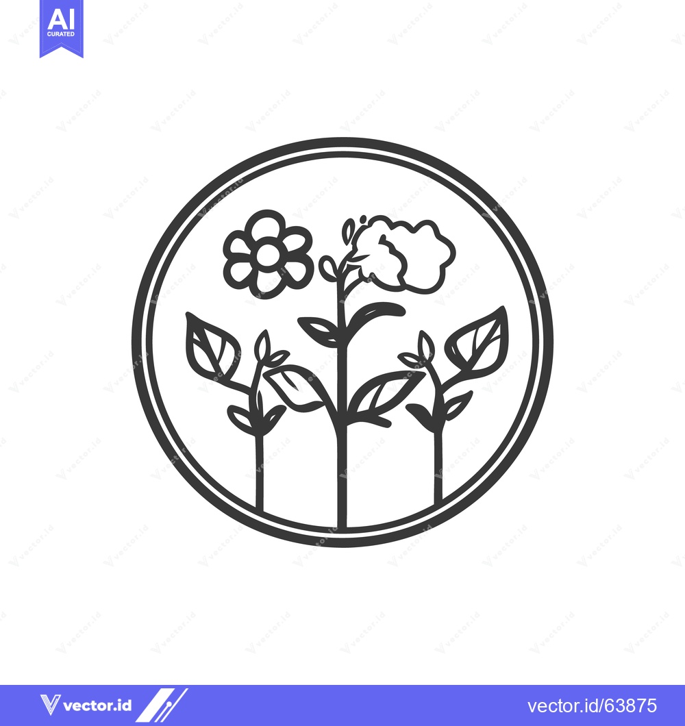 Premium Vector of A simple illustration of a plant garden within a circular frame