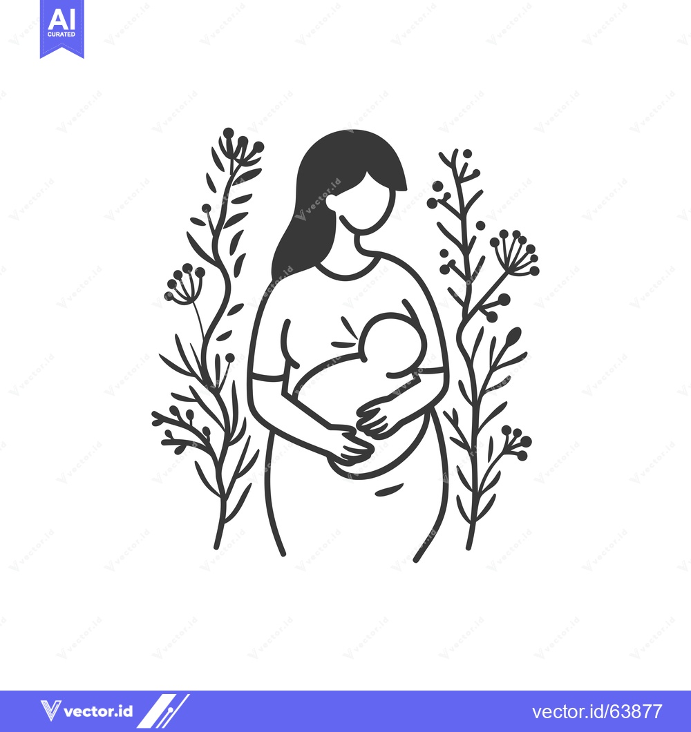 Premium Vector dari Mother Holding Baby Surrounded by Floral Design