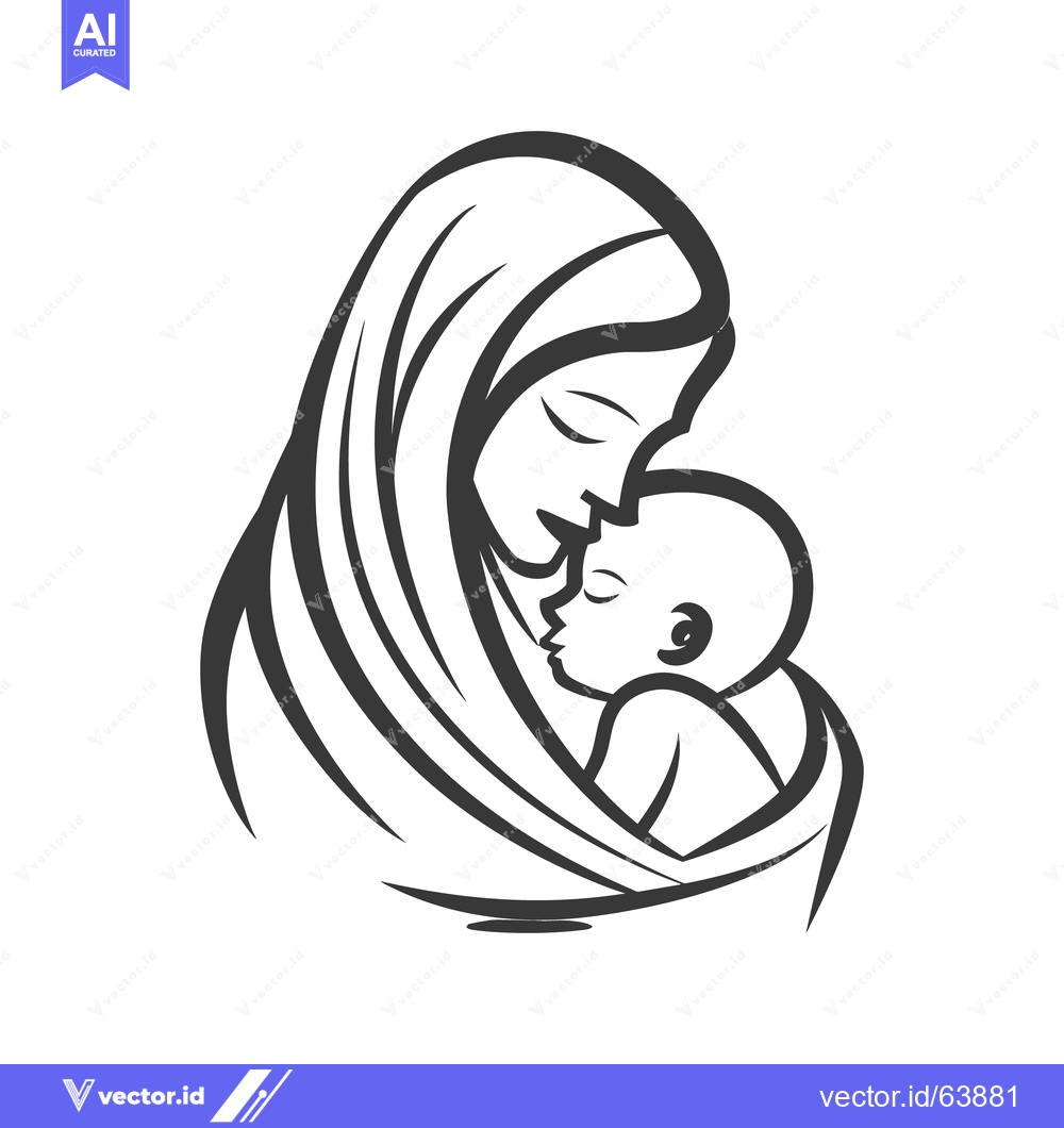 Premium Vector of A mother lovingly cradles and embraces her sleeping infant child