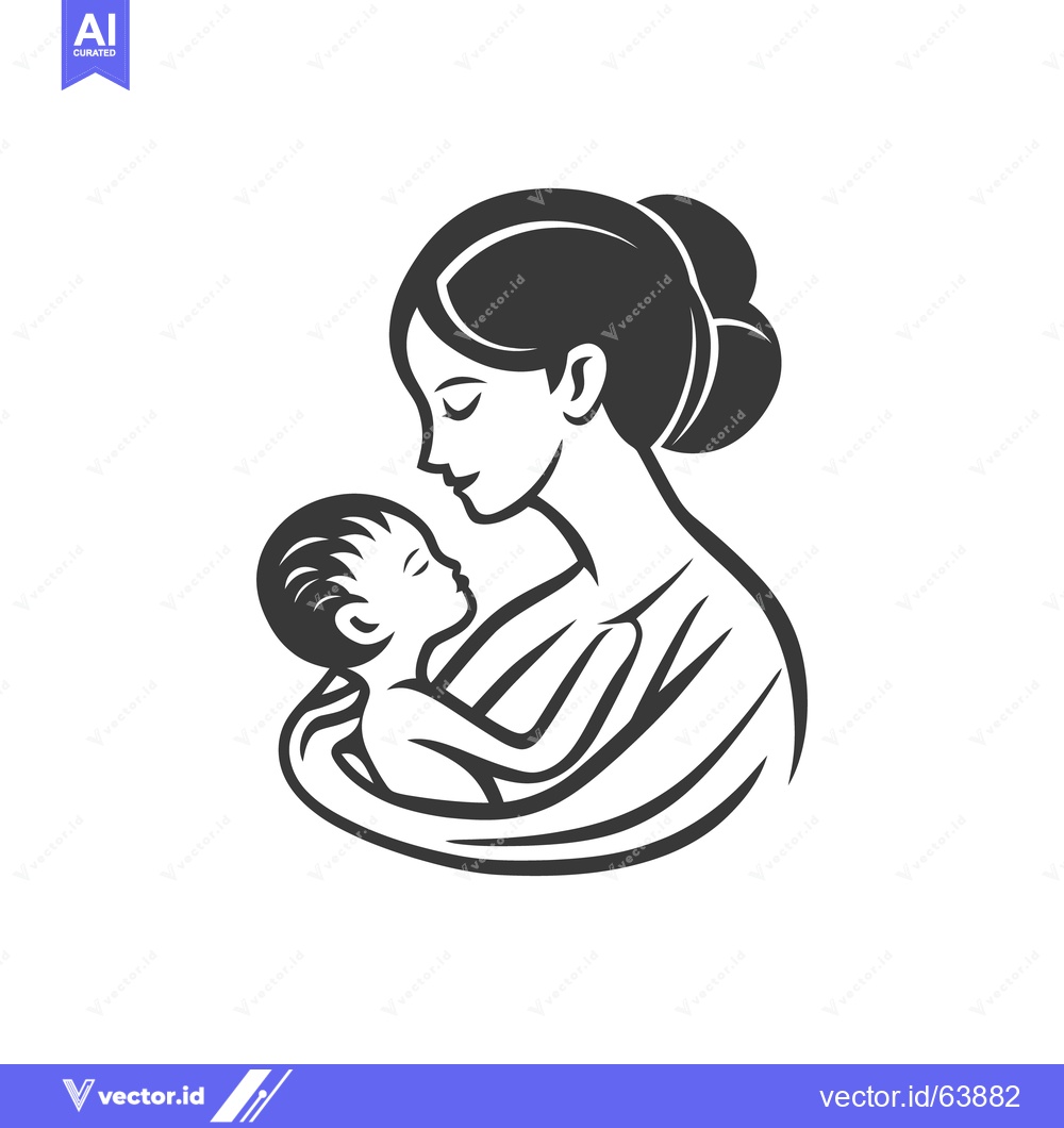 Premium Vector of A mother tenderly holds and gazes at her sleeping child gently