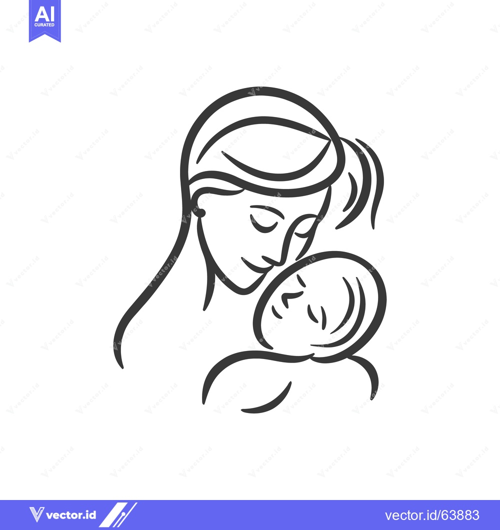 Premium Vector dari An embracing mother lovingly holding a sleeping baby close to her
