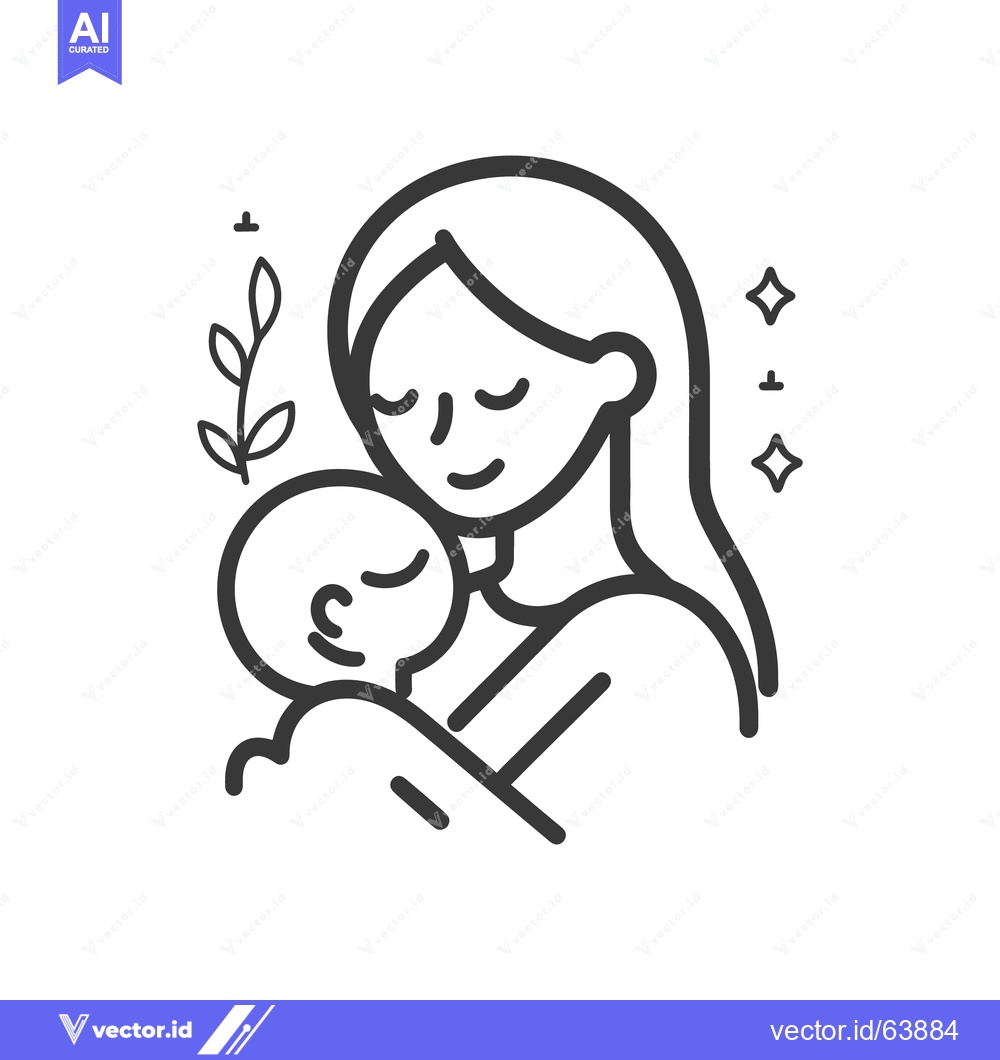 Premium Vector of A mother lovingly embraces her baby with peaceful tenderness in this i