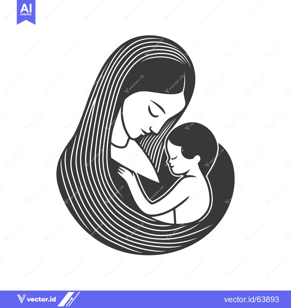 Premium Vector of A mother embraces and holds her baby in a close loving pose