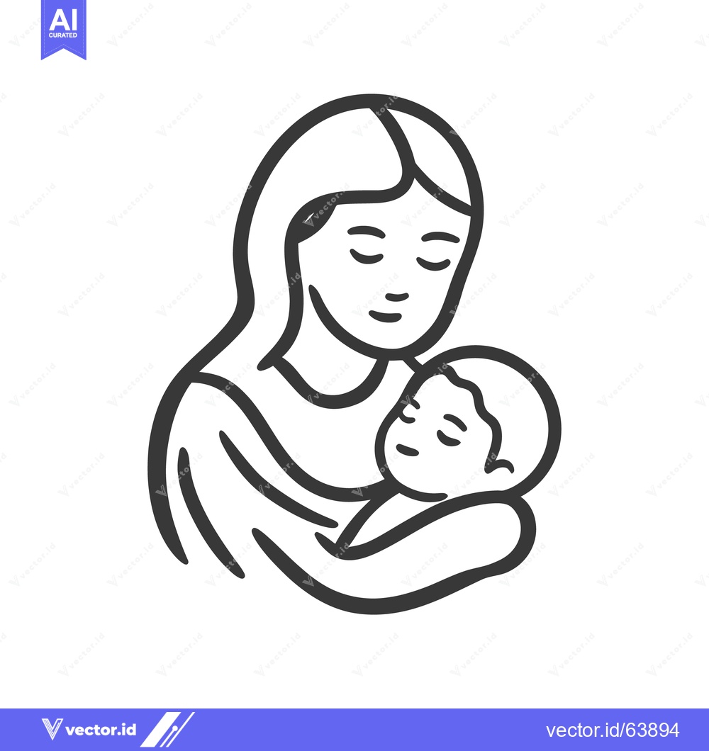 Premium Vector dari A mother lovingly holding her sleeping infant child carefully