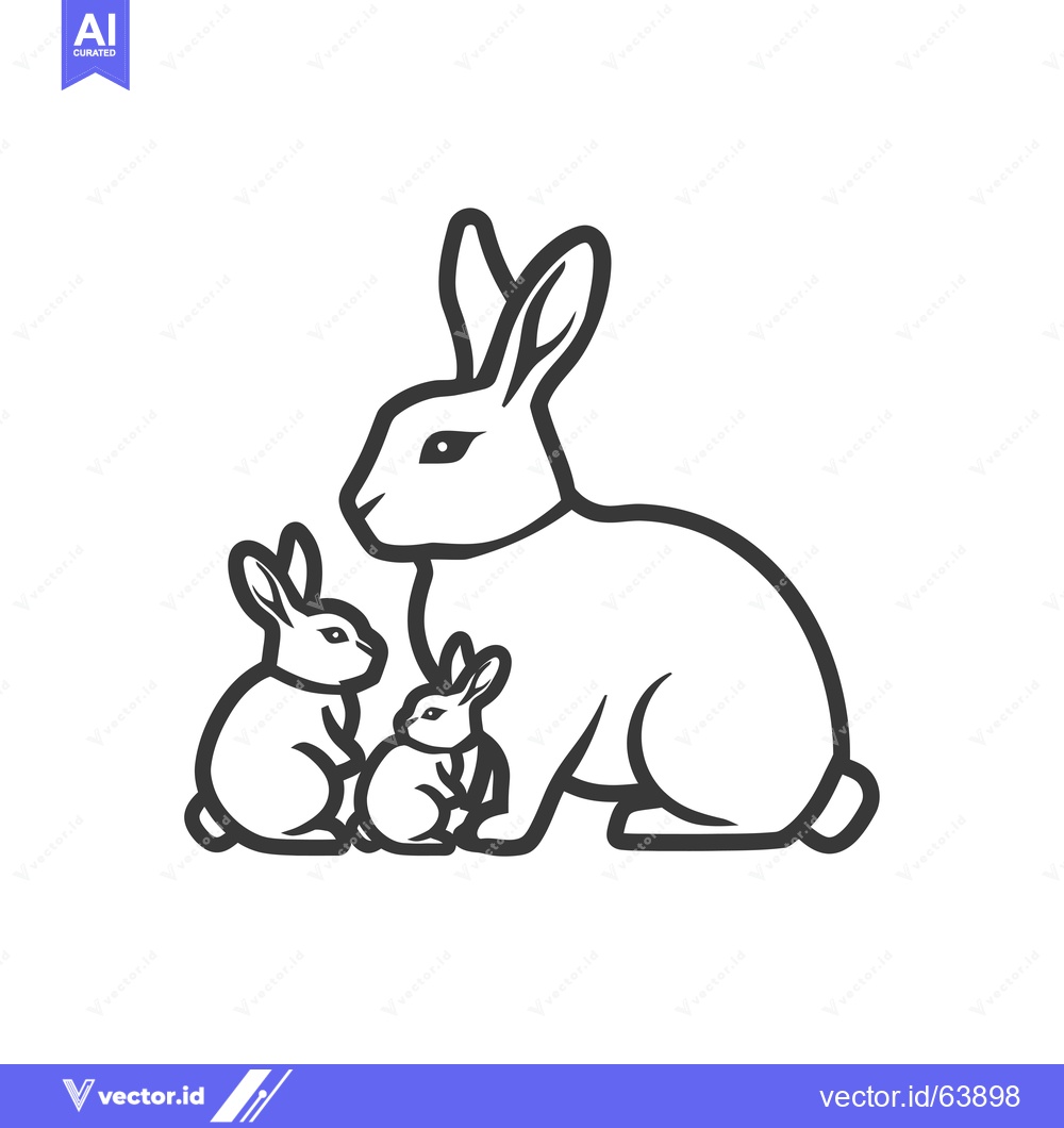 Premium Vector dari Mother rabbit with two baby bunnies